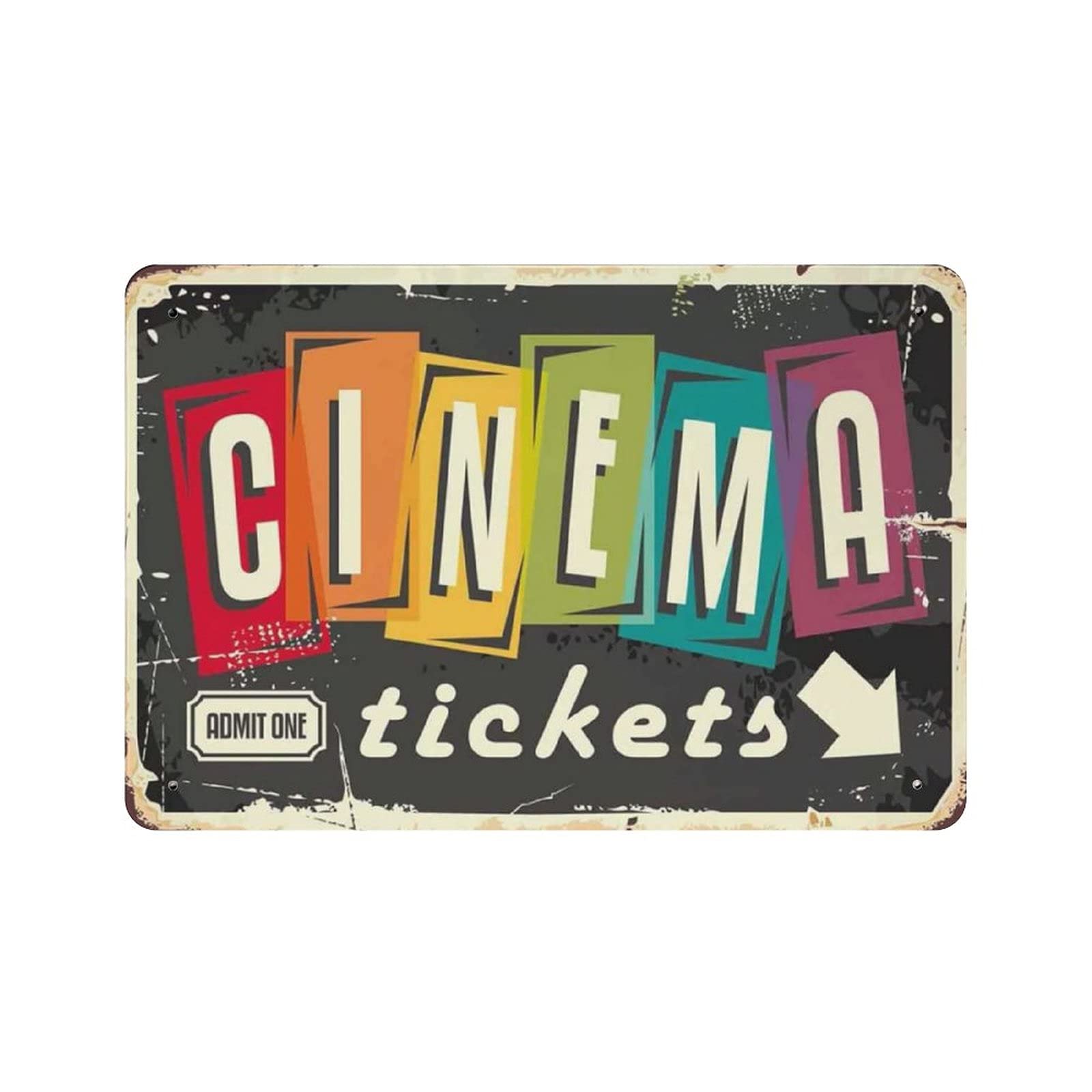 Home Cinema Tickets - Papan Logam Vintage Berbentuk Tiket Bioskop,