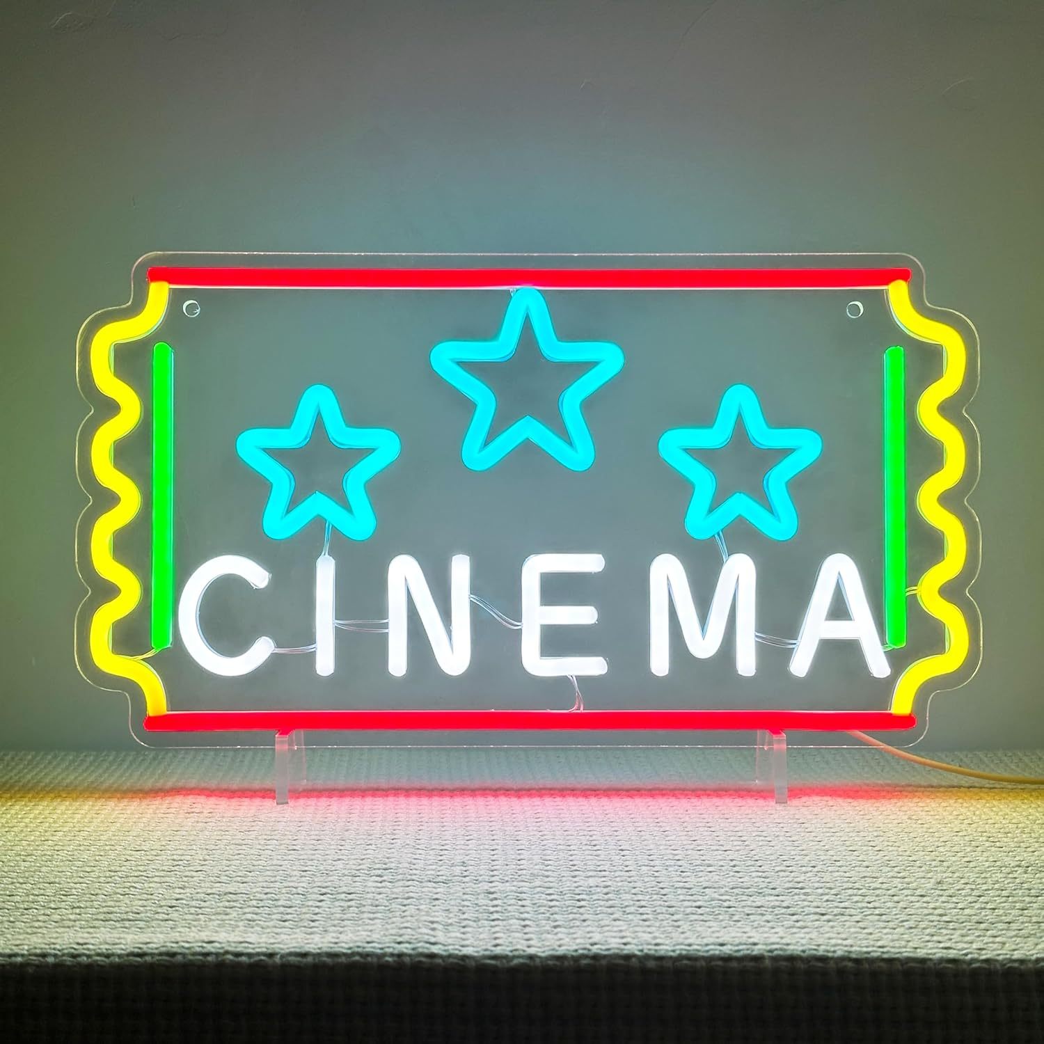 Home Cinema Tickets - Lampu Neon Tiket Bioskop LED Berwarna-warni,