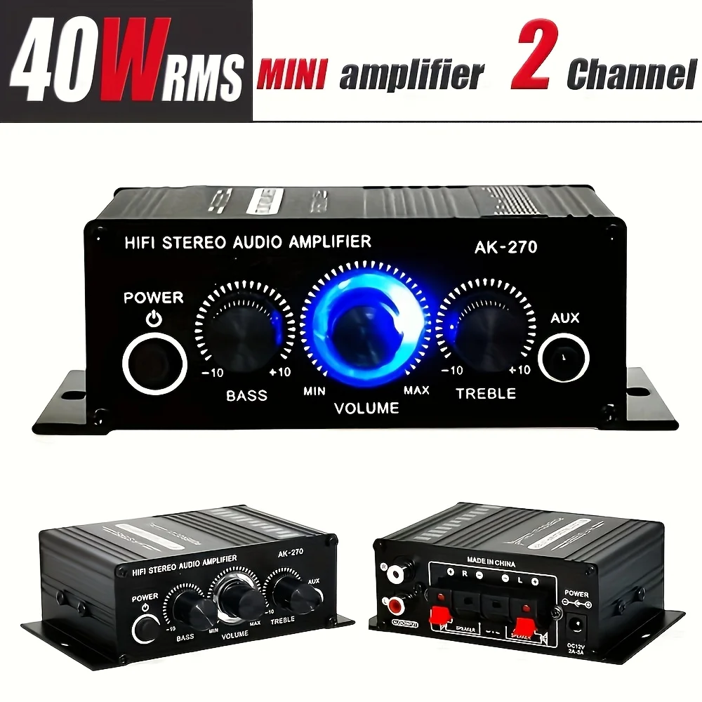 Home Cinema Compact - AK-270 12V/24V 400W Amplifier Daya Kompak
