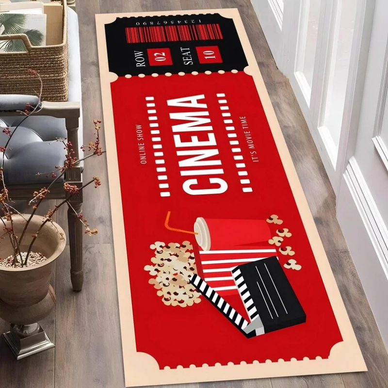 Home Cinema Tickets - Karpet Vintage Motif Tiket Bioskop, Karpet