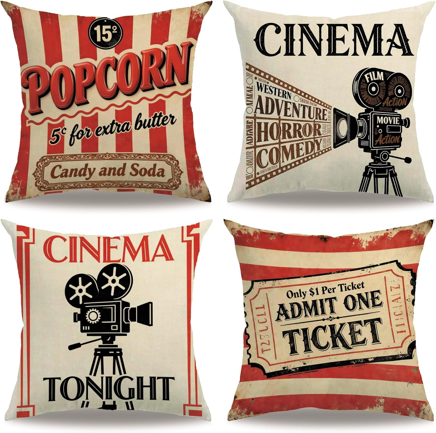 4 Buah Sarung Bantal Vintage M - Home Cinema Tickets ulasan dan harga