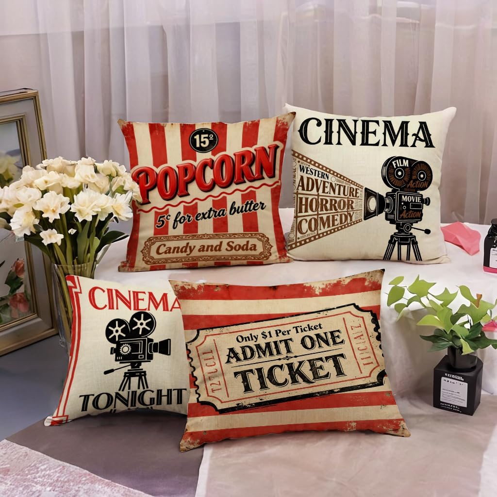 4 Buah Sarung Bantal Vintage M - Home Cinema Tickets ulasan dan harga