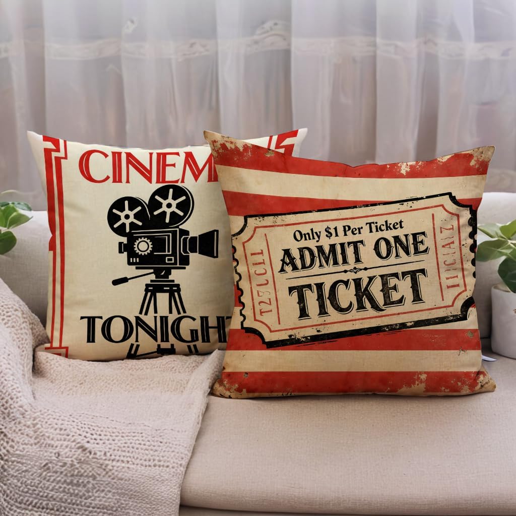 4 Buah Sarung Bantal Vintage M - Home Cinema Tickets ulasan dan harga