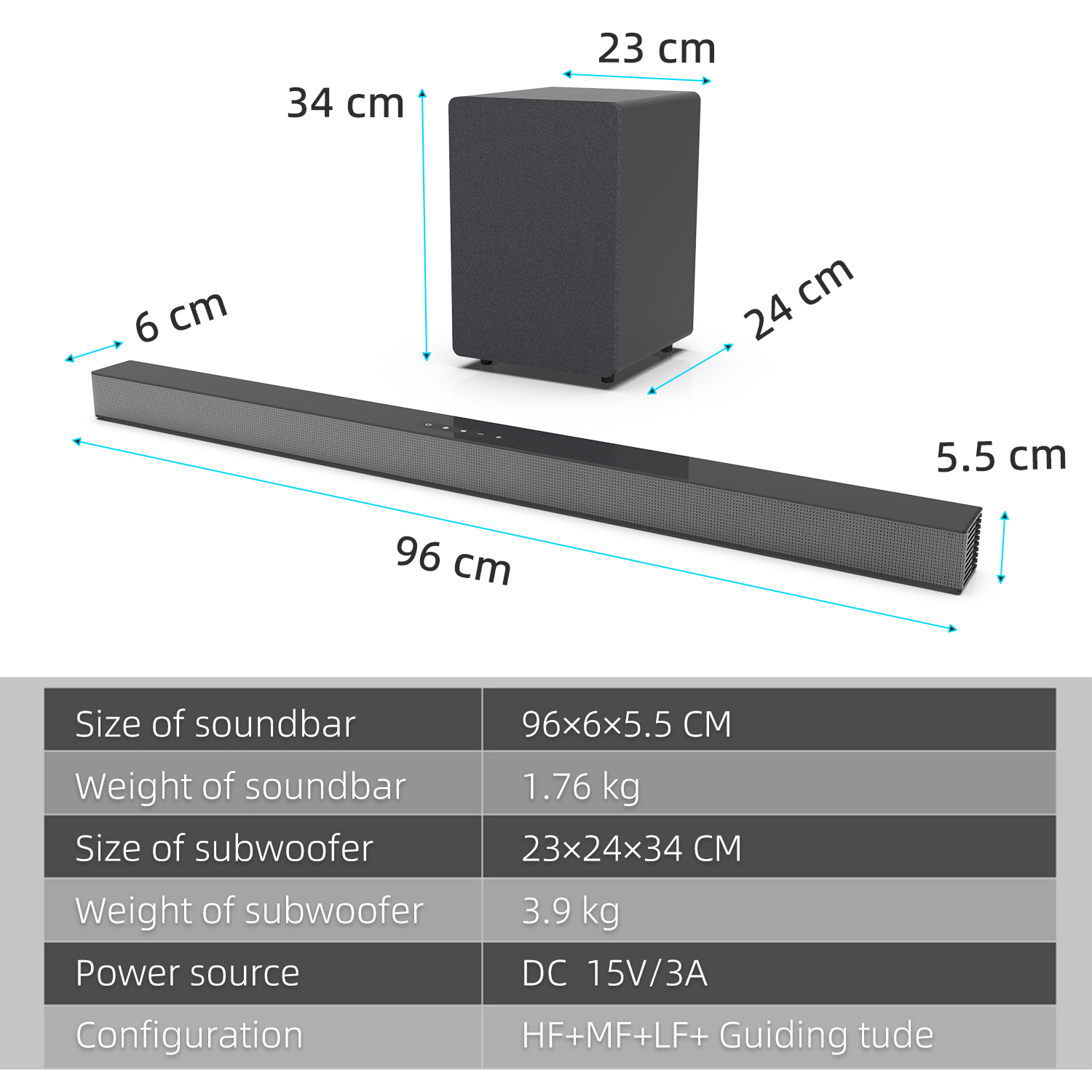 Soundbar TV 84W dengan Subwoof - Home Cinema Complet ulasan dan harga